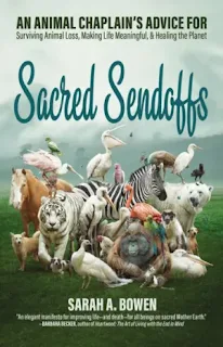 The cover of the book Sacred Sendoffs features many different types of animal