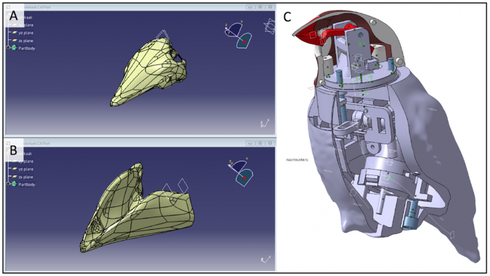 Mechnical drawings on the robotic zebra finch