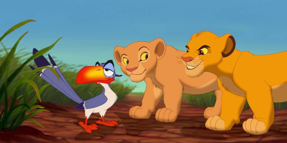 (left to right) Zazu, Nala, Simba in The Lion King