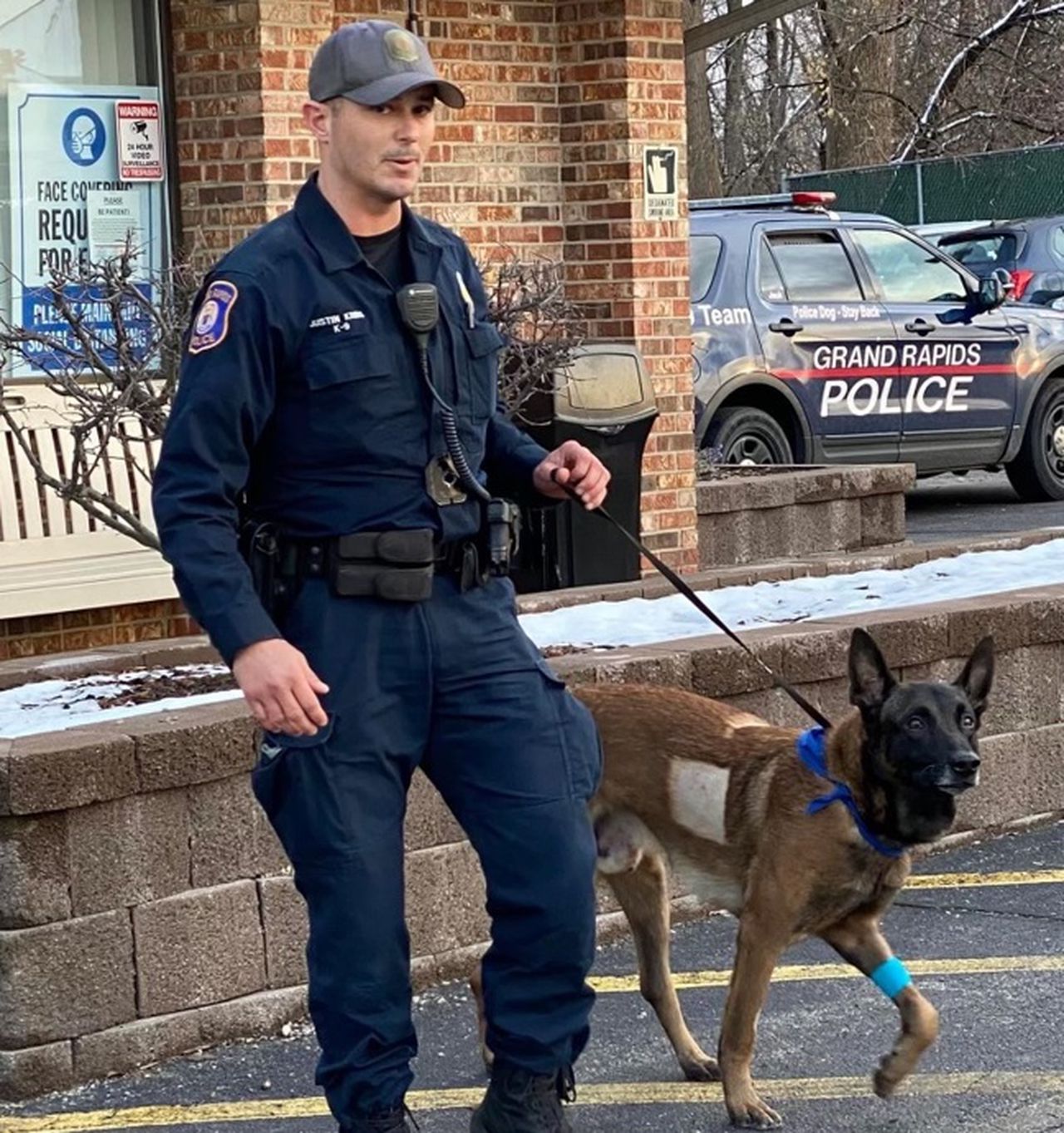 Grand Rapids police dog stabbed by barricaded man released from animal hospital, recovering