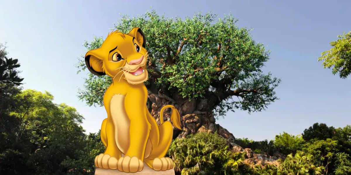 Simba in front of the Tree of Life