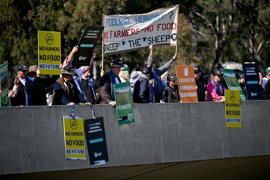 Australian farmers protest against animal, environment policies they say harm them